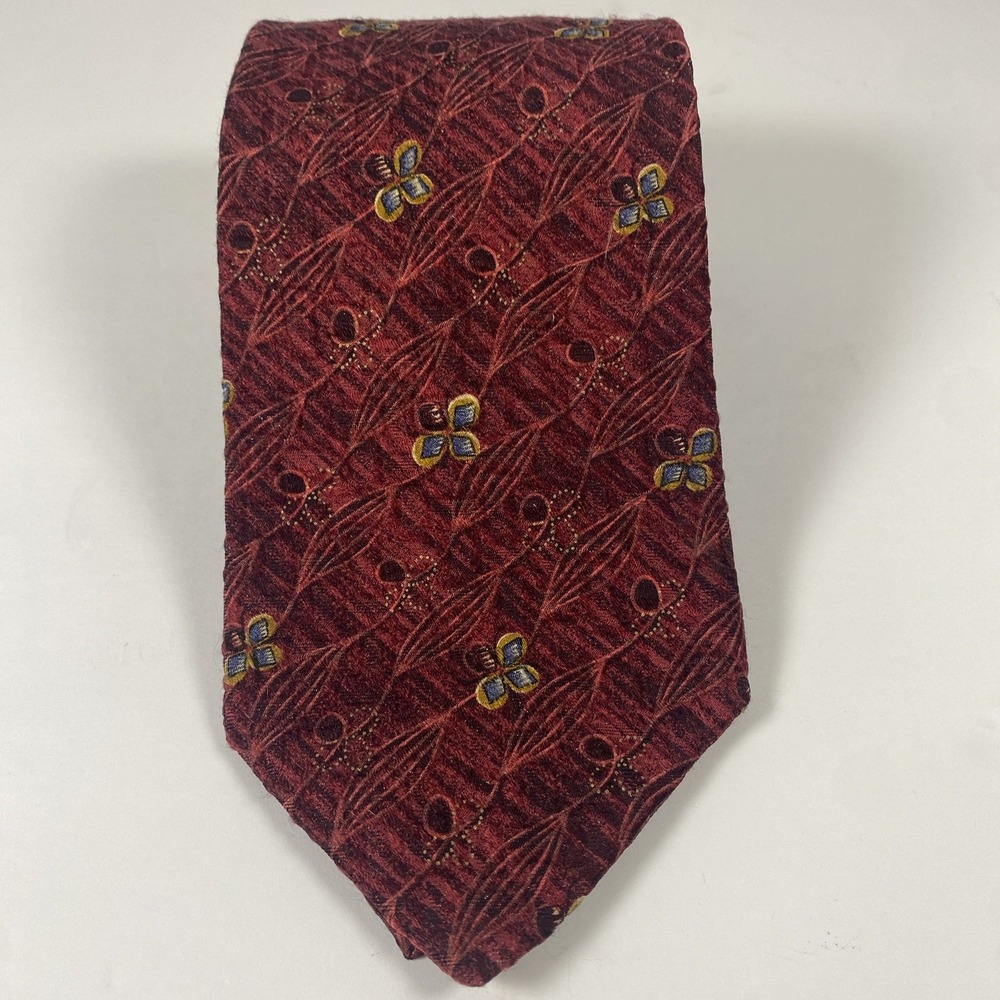 Robert Talbott Best of Class Deep Red Maroon Silk Geometric Tie 62”x 4”